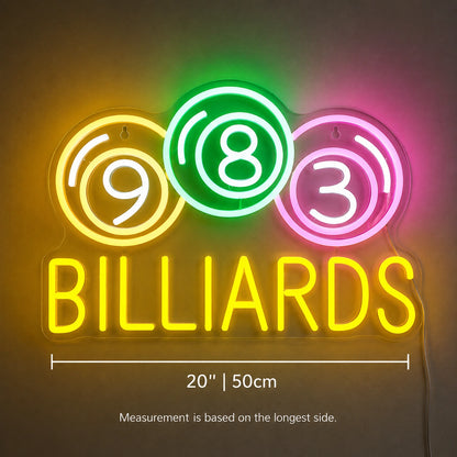 Numbered Billiards Balls Neon Sign LED Neon Sign size image
