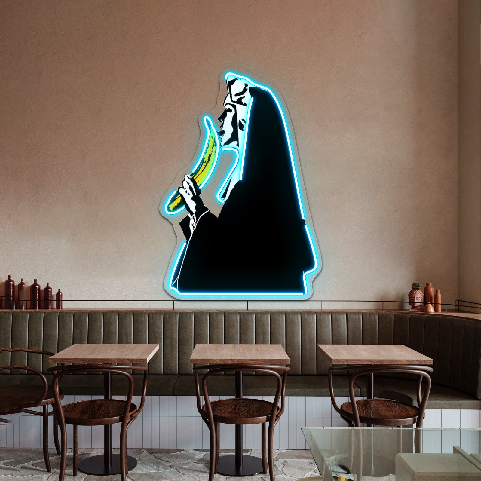 Nun With Banana Artwork Business Led Sign | Shineneon