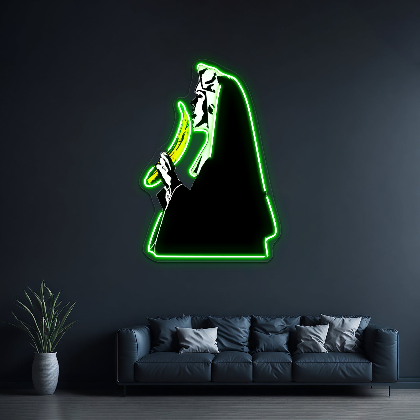 Nun With Banana Artwork Business Led Sign | Shineneon