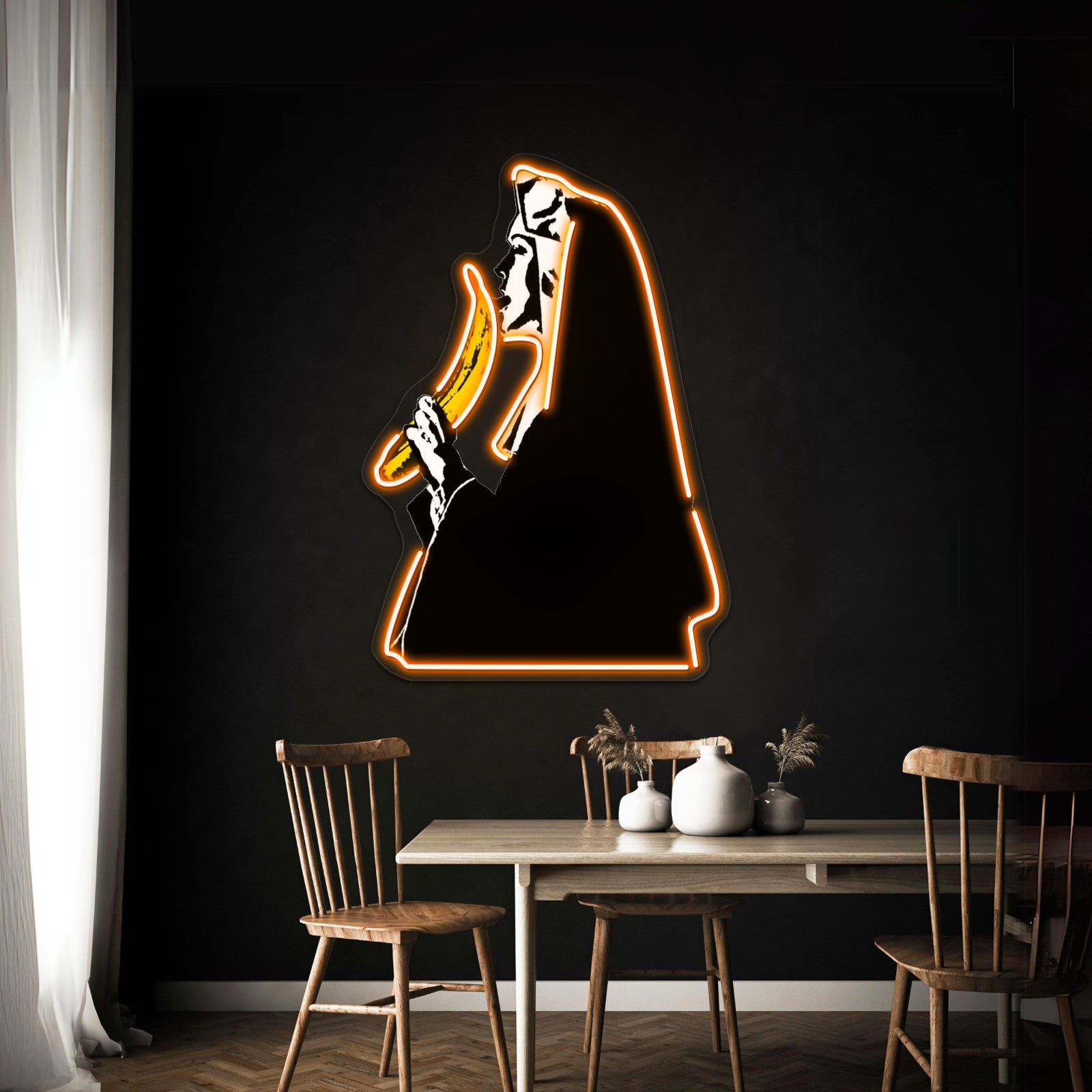 Nun With Banana Artwork Business Led Sign | Shineneon