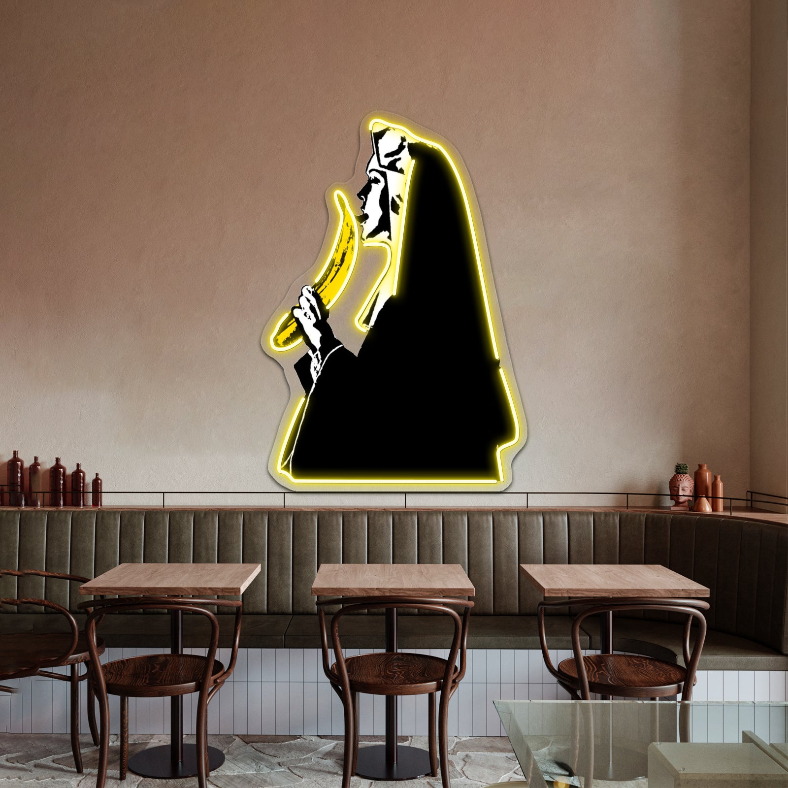 Nun With Banana Artwork Business Led Sign | Shineneon
