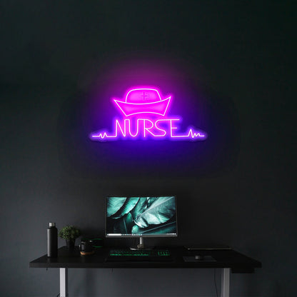 Nurse And Retro Cap Artwork Neon Sign Art - Shineneon