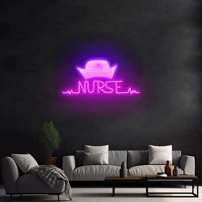 Nurse And Retro Cap Artwork Neon Sign Art