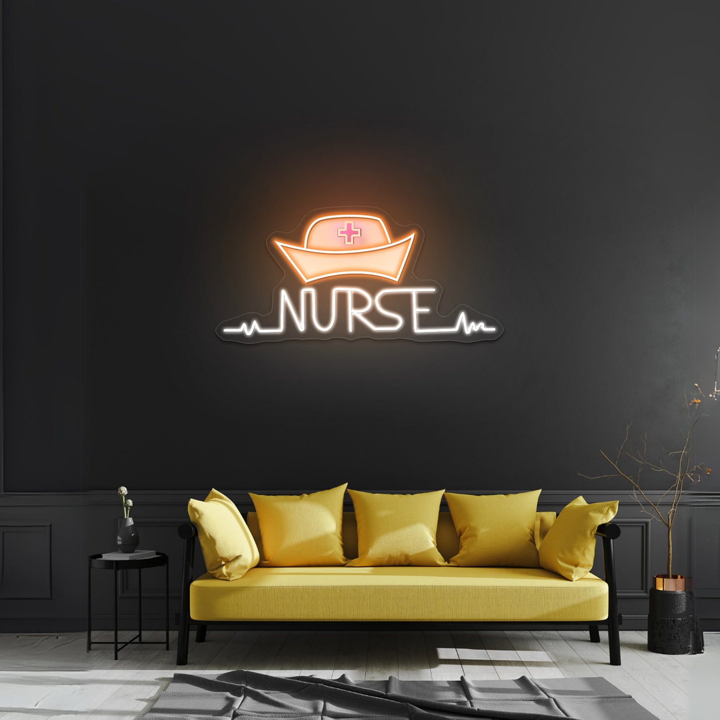 Nurse And Retro Cap Artwork Neon Sign Art