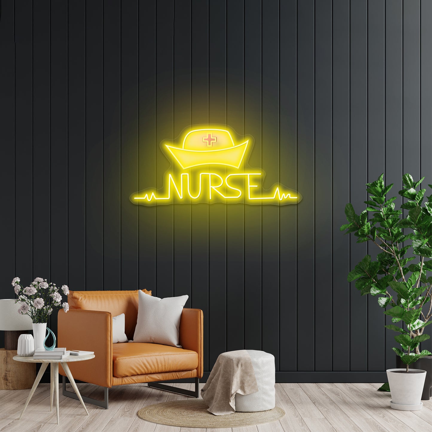 Nurse And Retro Cap Artwork Neon Sign Art