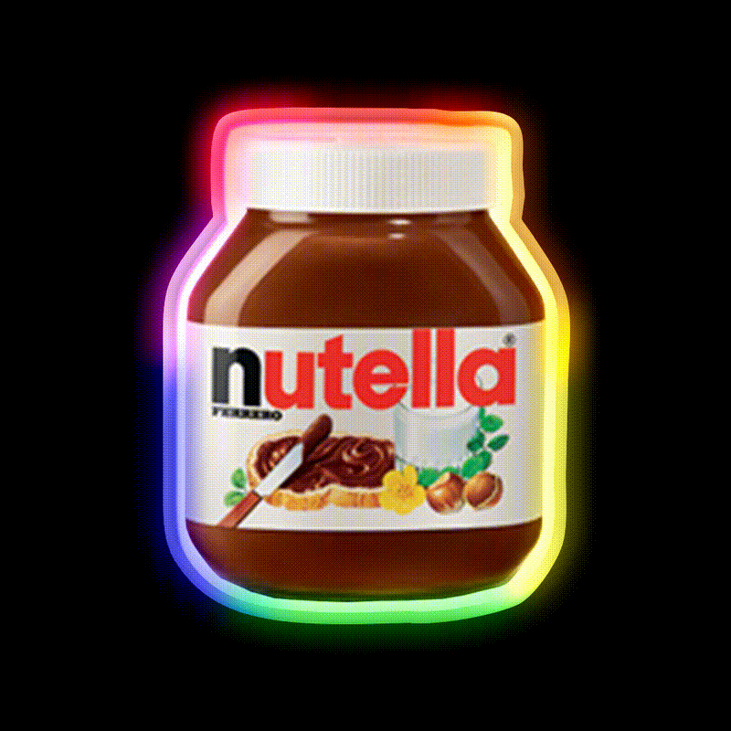 Nutella Snack Food Led Neon Sign Rgb Color - LED neon sign close-up detail