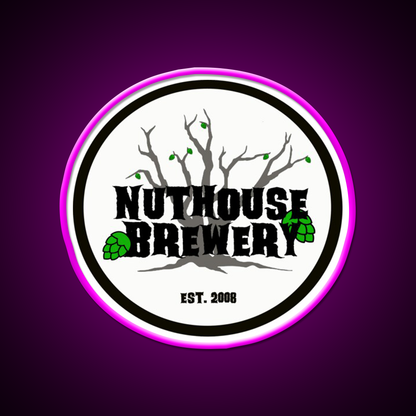 Nuthouse Brewery Logo Beer Bar Decor Led Neon Sign Rgb Color - Neon sign mounted on wall in room