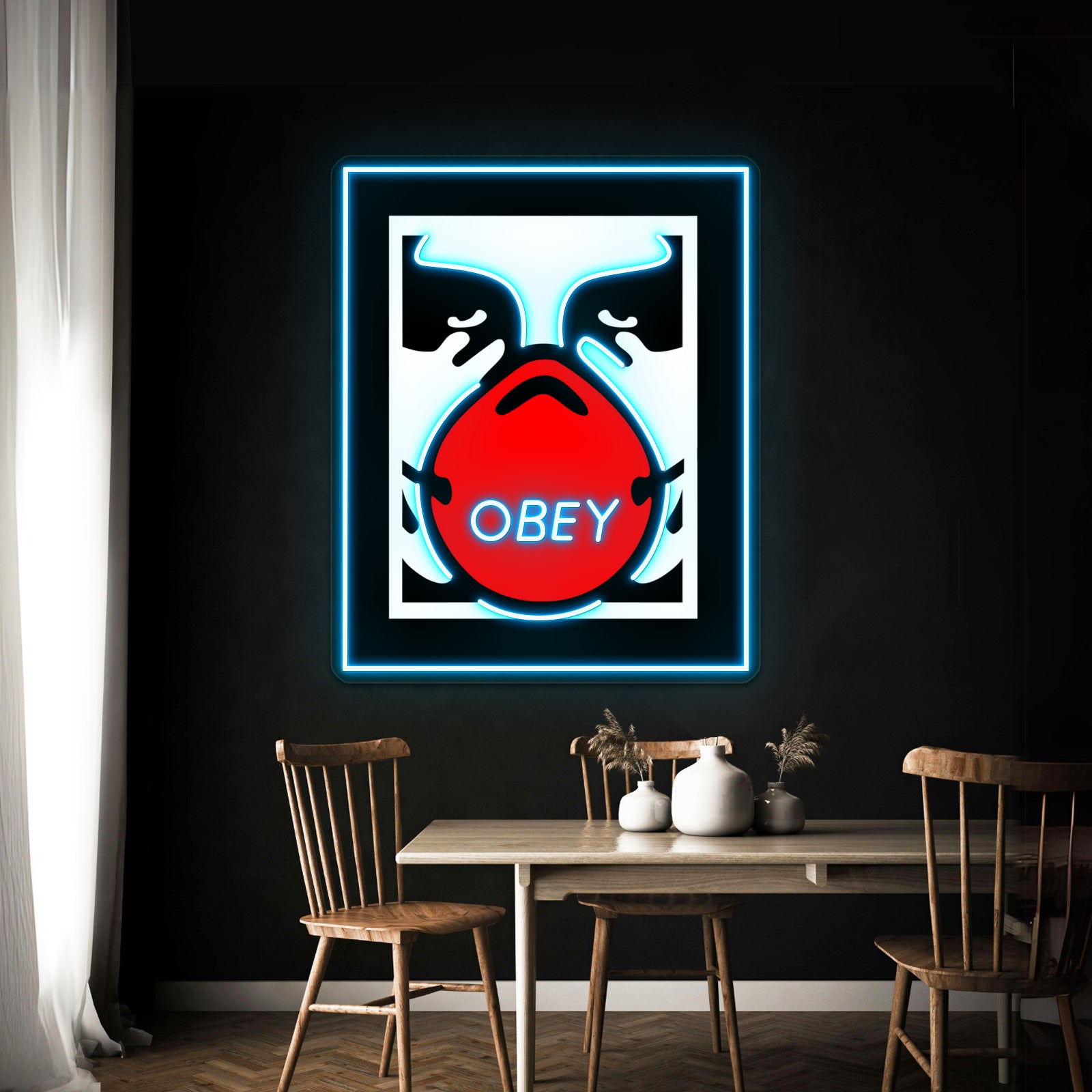 Obey Giant Shepard Fairey Face Mask Pop Artwork Business Led Sign | Shineneon