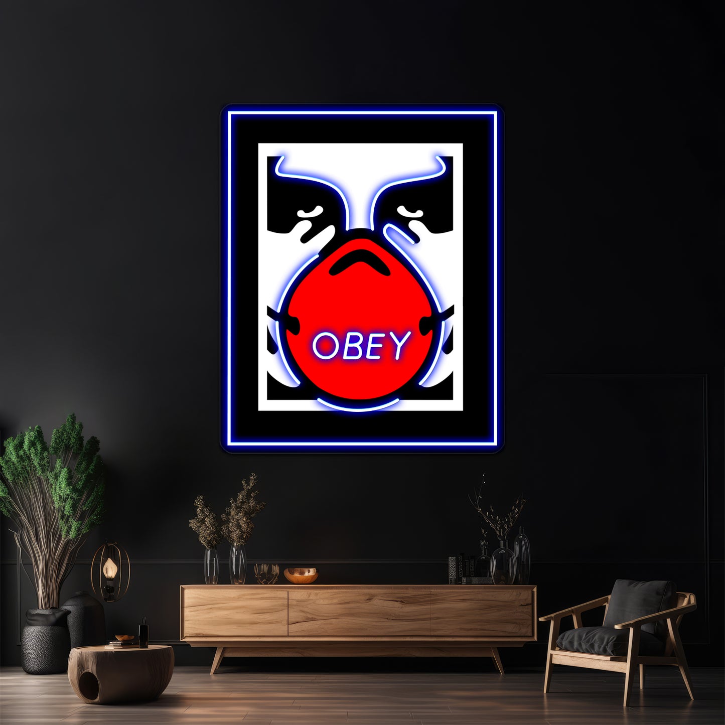 Obey Giant Shepard Fairey Face Mask Pop Artwork Business Led Sign