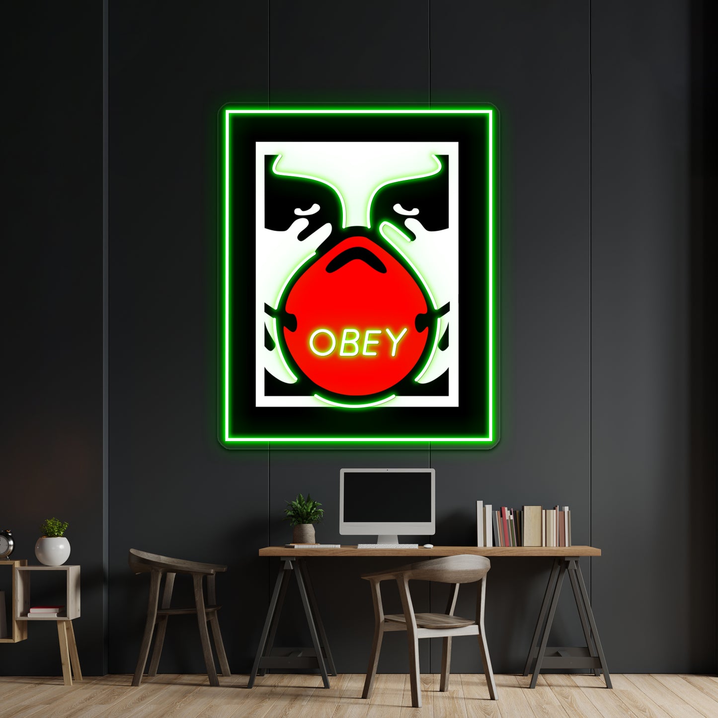 Obey Giant Shepard Fairey Face Mask Pop Artwork Business Led Sign