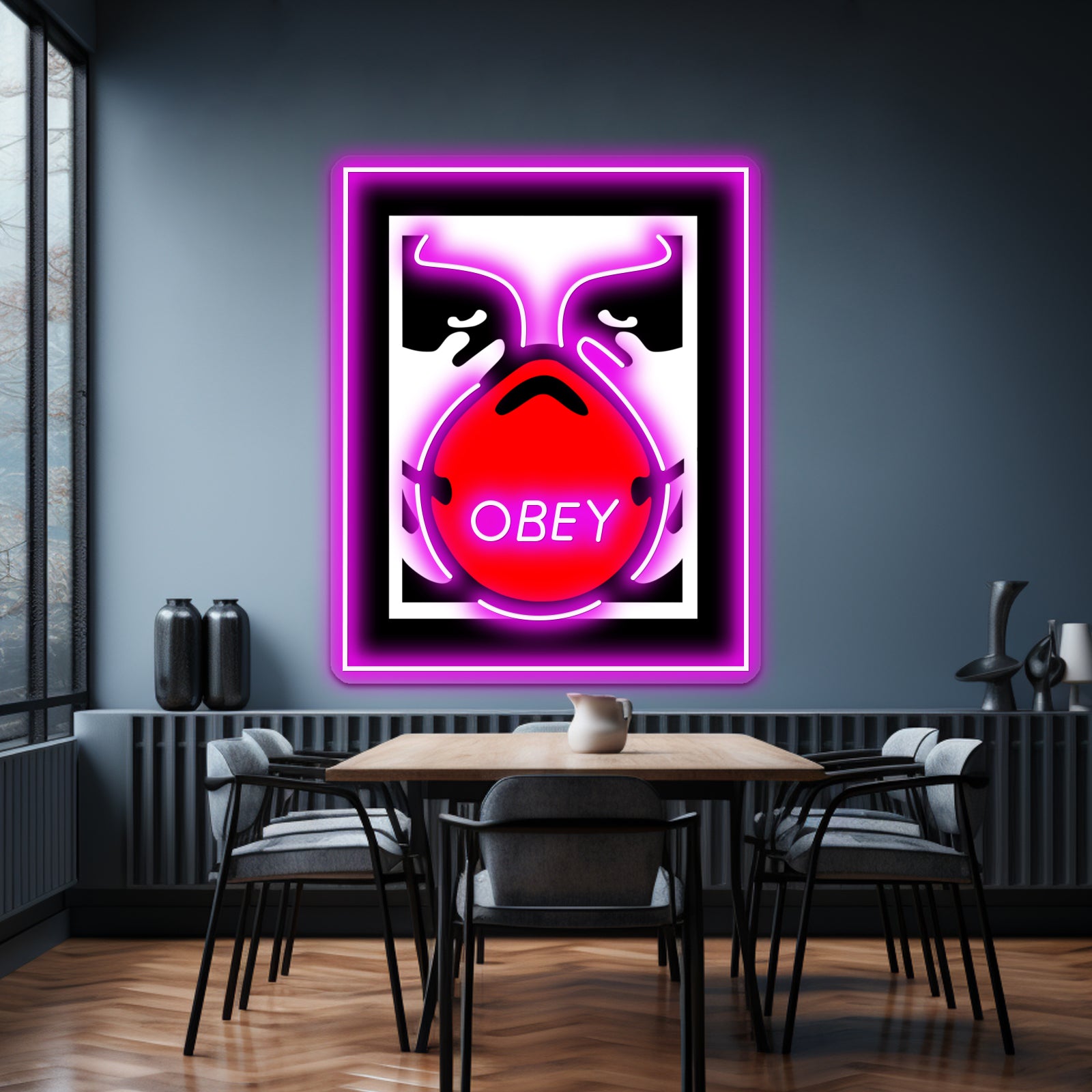 Obey Giant Shepard Fairey Face Mask Pop Artwork Business Led Sign | Shineneon