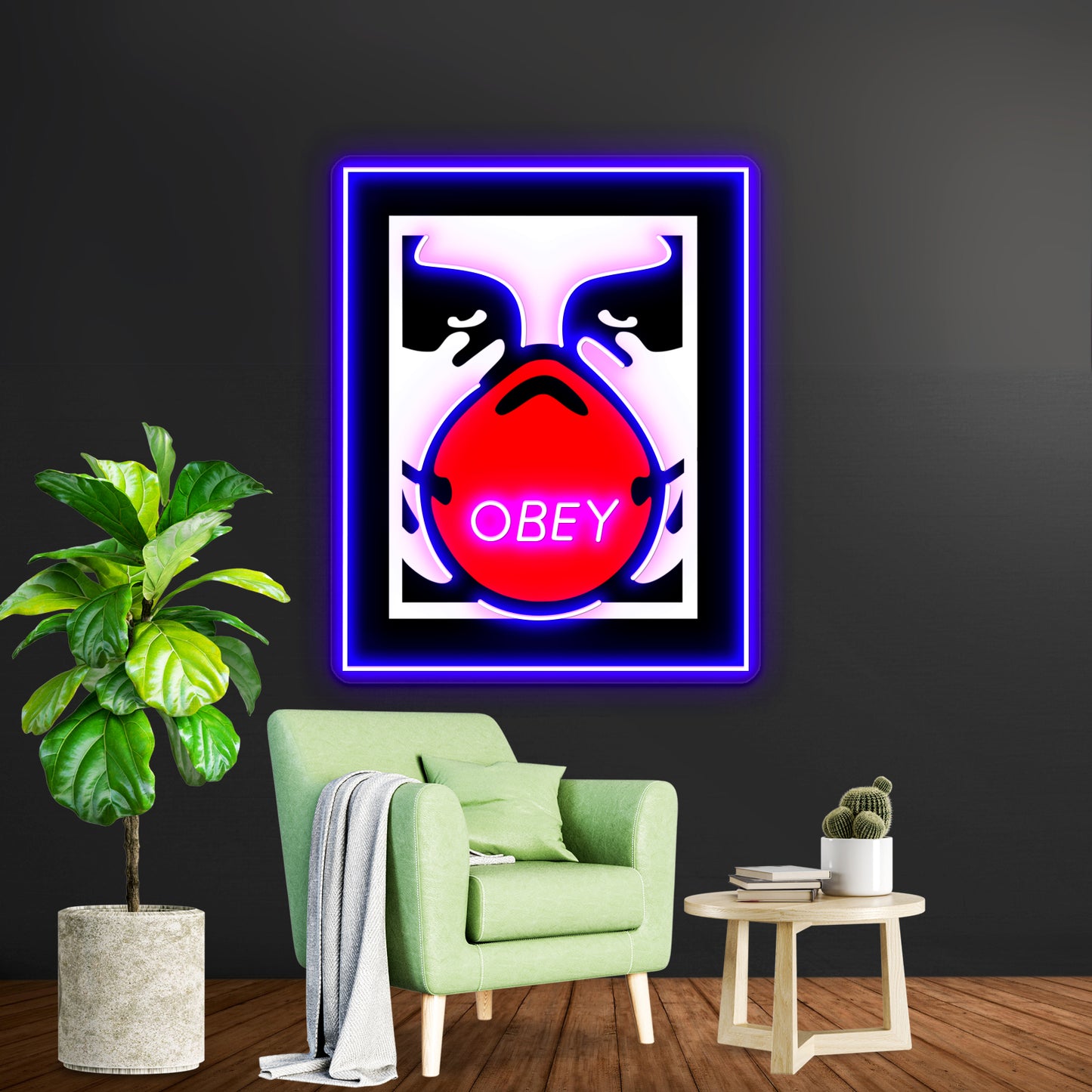 Obey Giant Shepard Fairey Face Mask Pop Artwork Business Led Sign