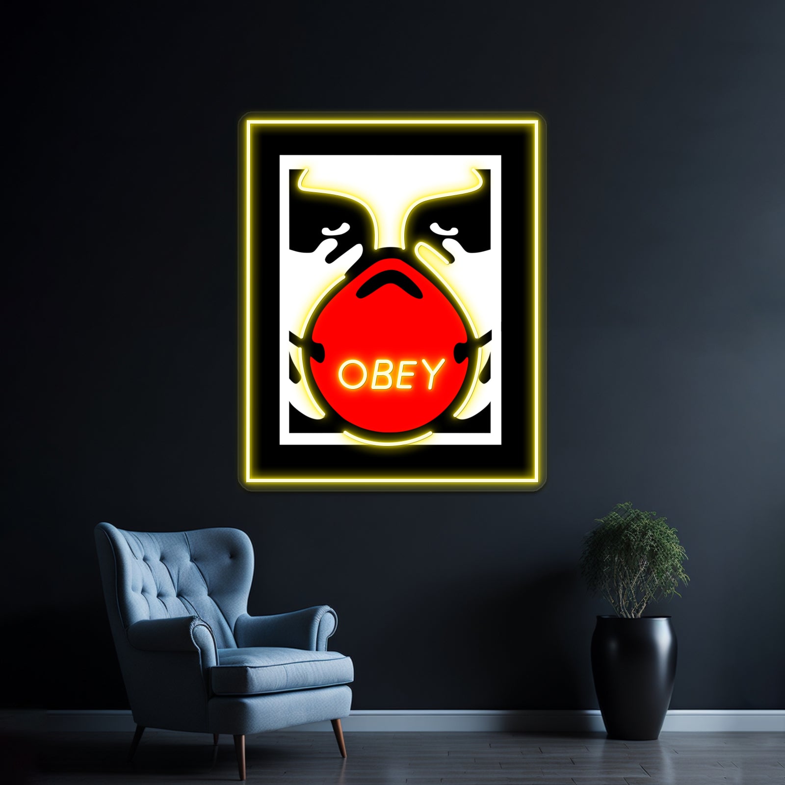 Obey Giant Shepard Fairey Face Mask Pop Artwork Business Led Sign | Shineneon