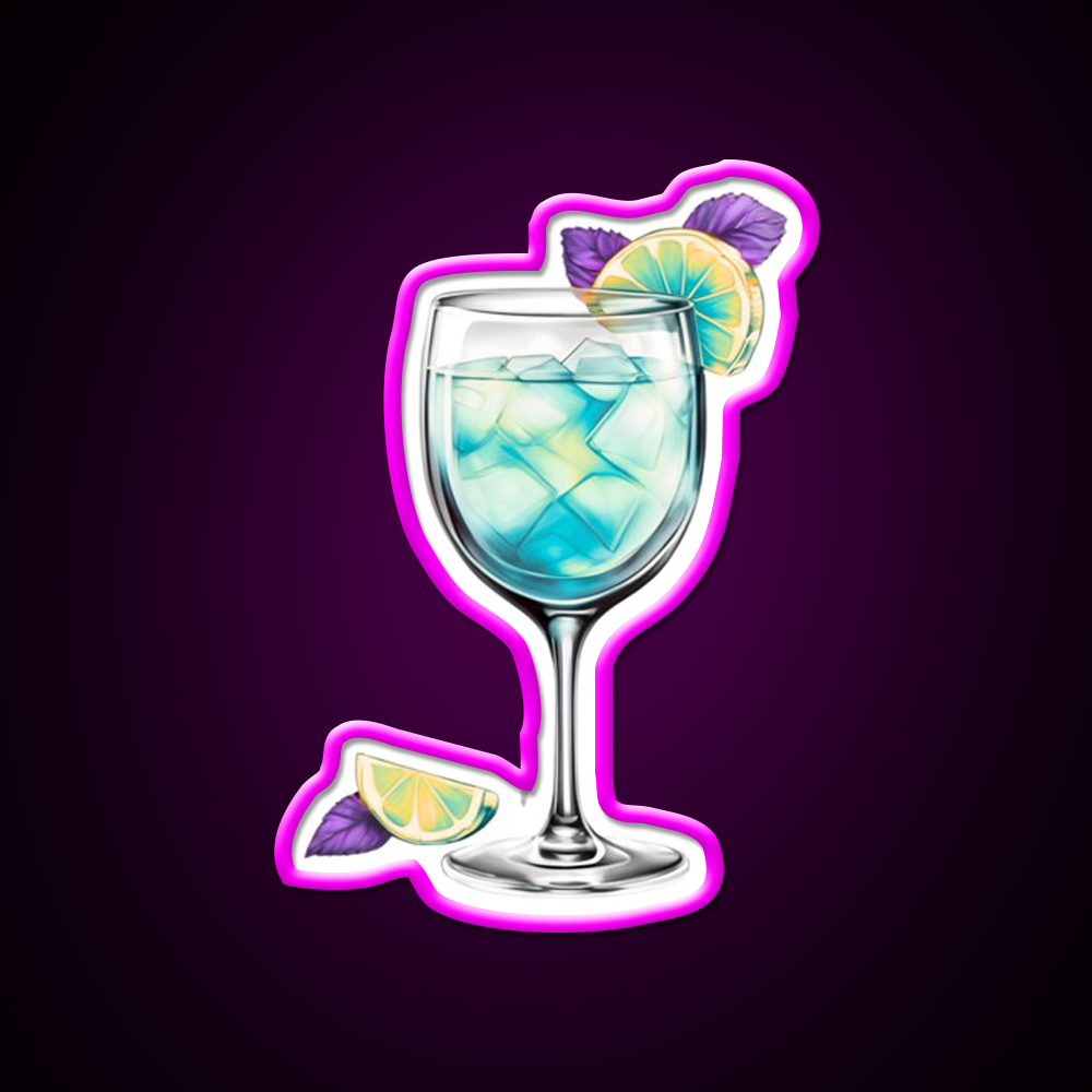 Ocean Abstract Cocktail Glass Cocktail Bar Decor Led Neon Sign Rgb Color