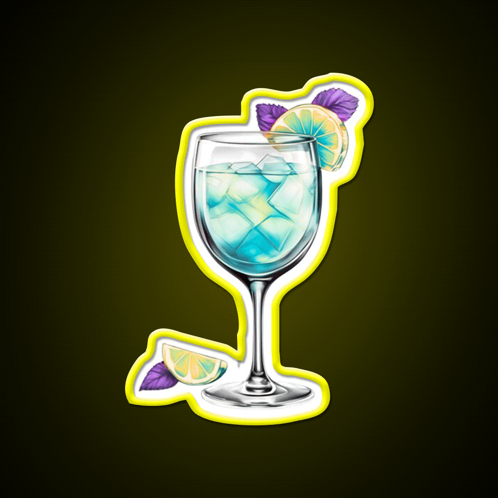 Ocean Abstract Cocktail Glass Cocktail Bar Decor Led Neon Sign Rgb Color