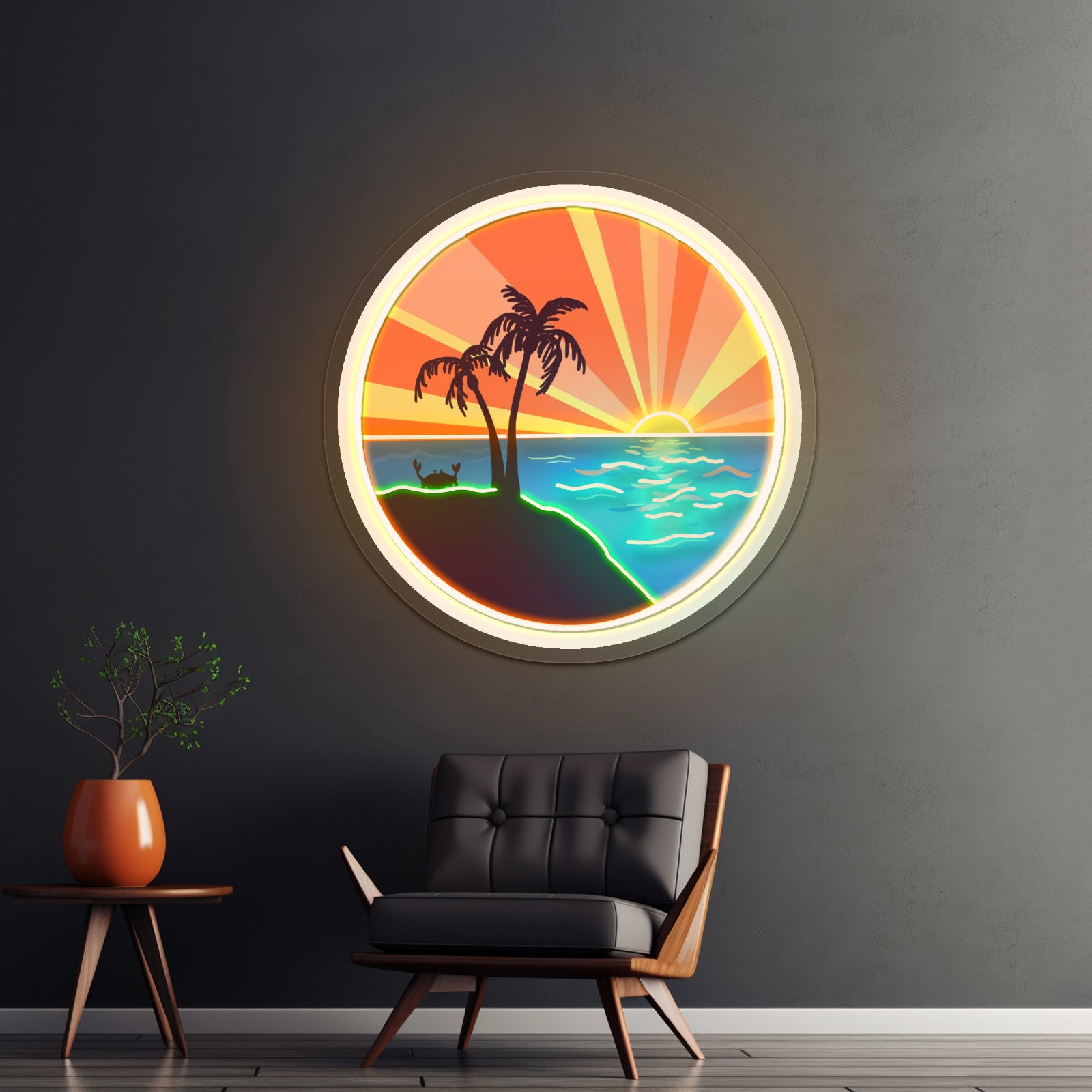 Ocean Sunset Artwork Animal Neon Signs