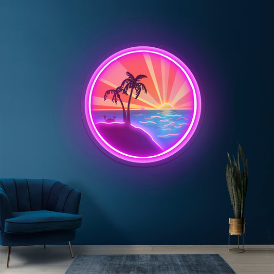 Ocean Sunset Artwork Animal Neon Signs