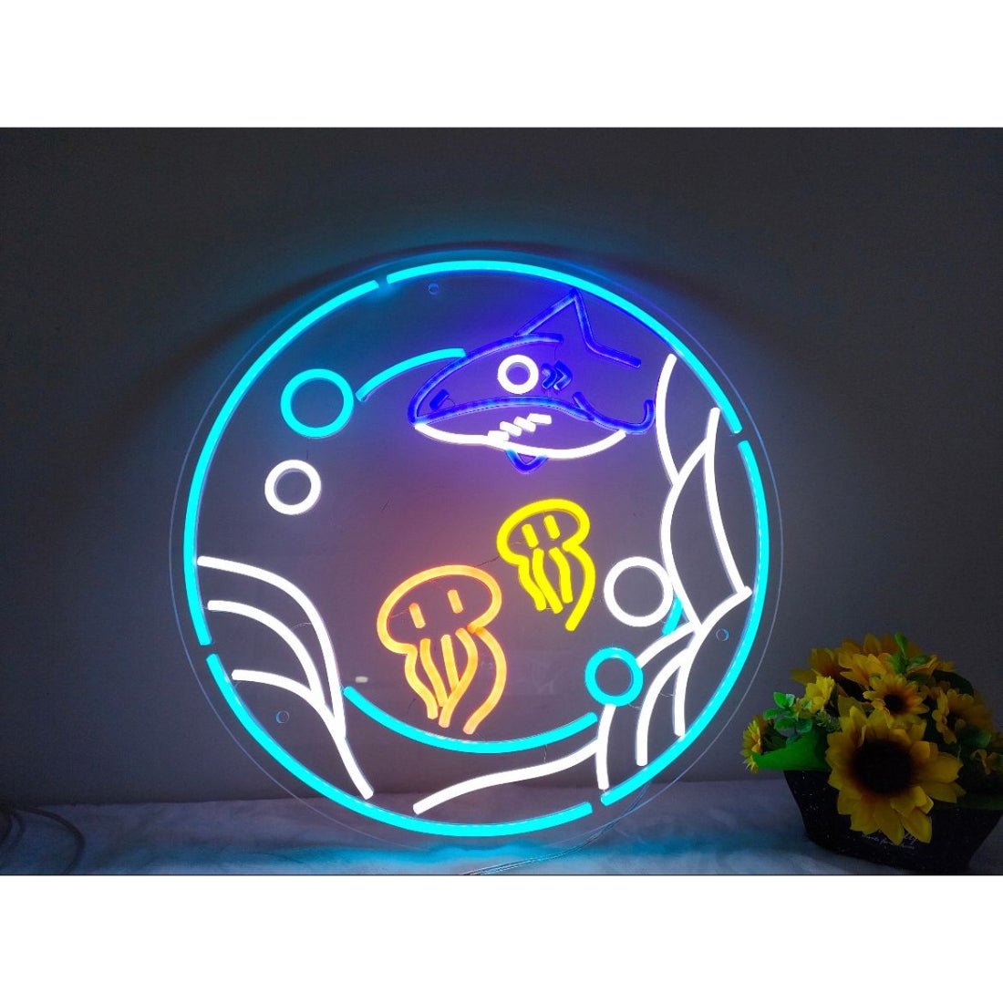 Ocean With Shark And Jellyfish Led Sign Business Neon Sign - Shineneon