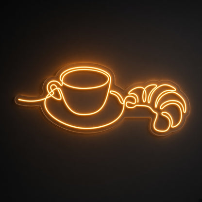 Coffee Cup and Croissant LED Neon Sign