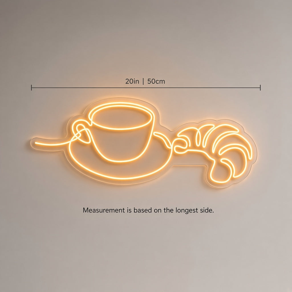 Coffee Cup and Croissant LED Neon Sign