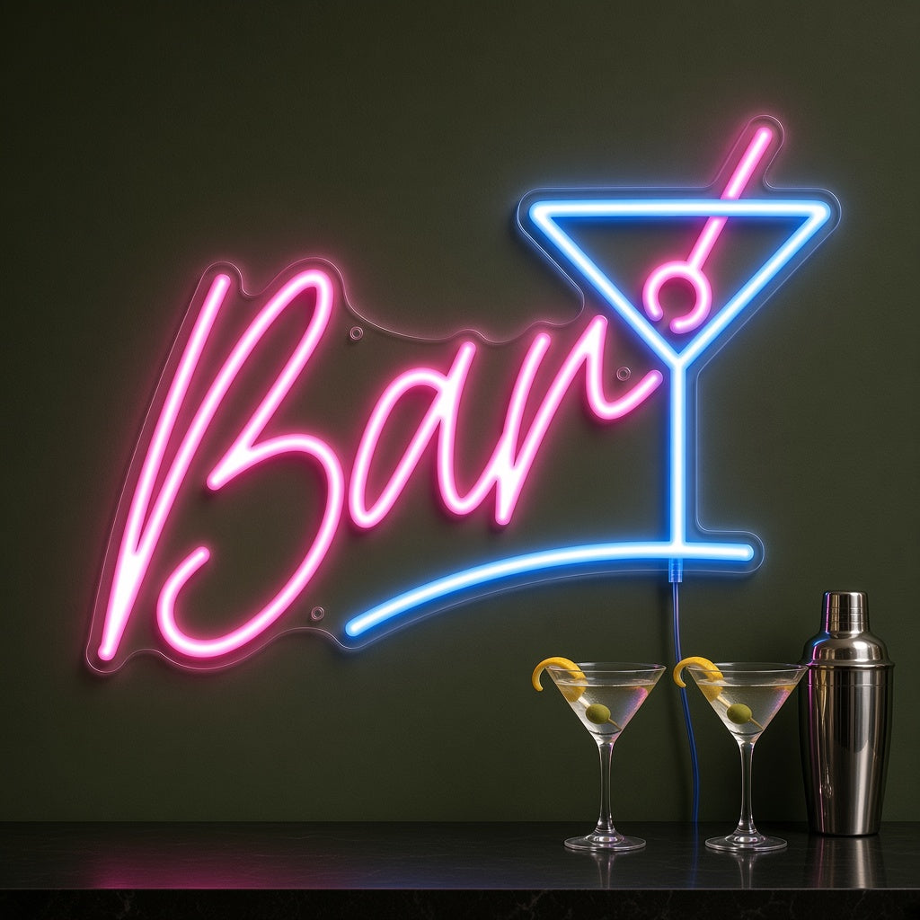 Bar with Martini Glass LED Neon Sign