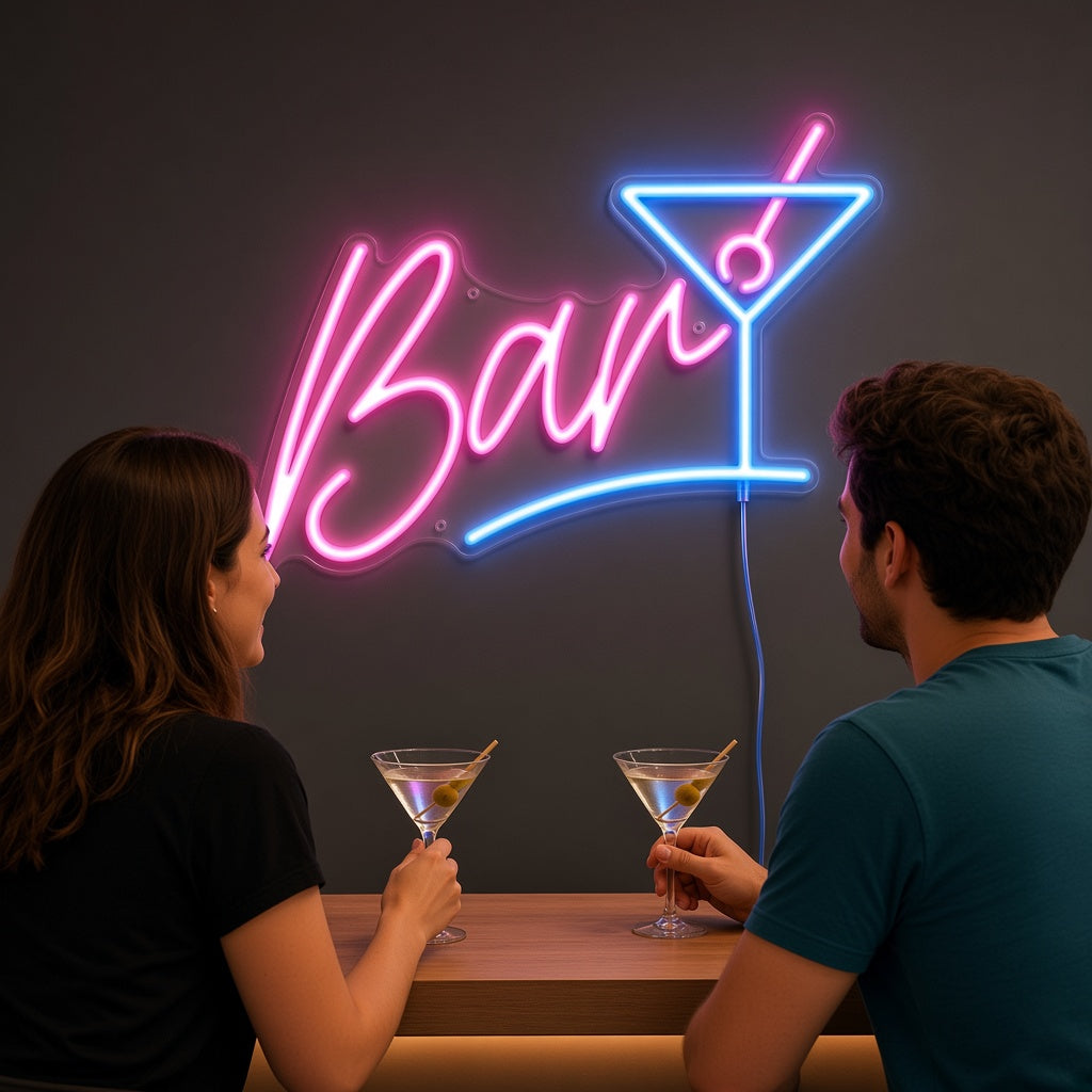 Bar with Martini Glass LED Neon Sign