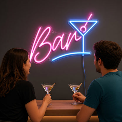 Bar with Martini Glass LED Neon Sign