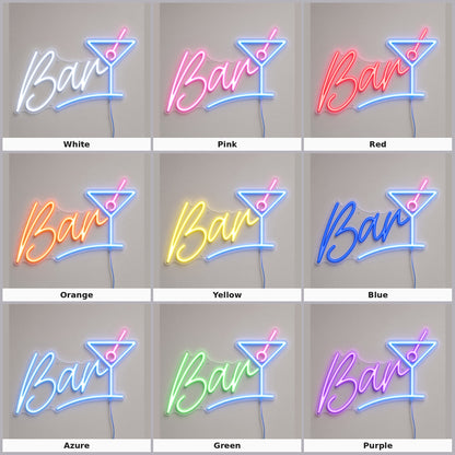 Bar with Martini Glass LED Neon Sign