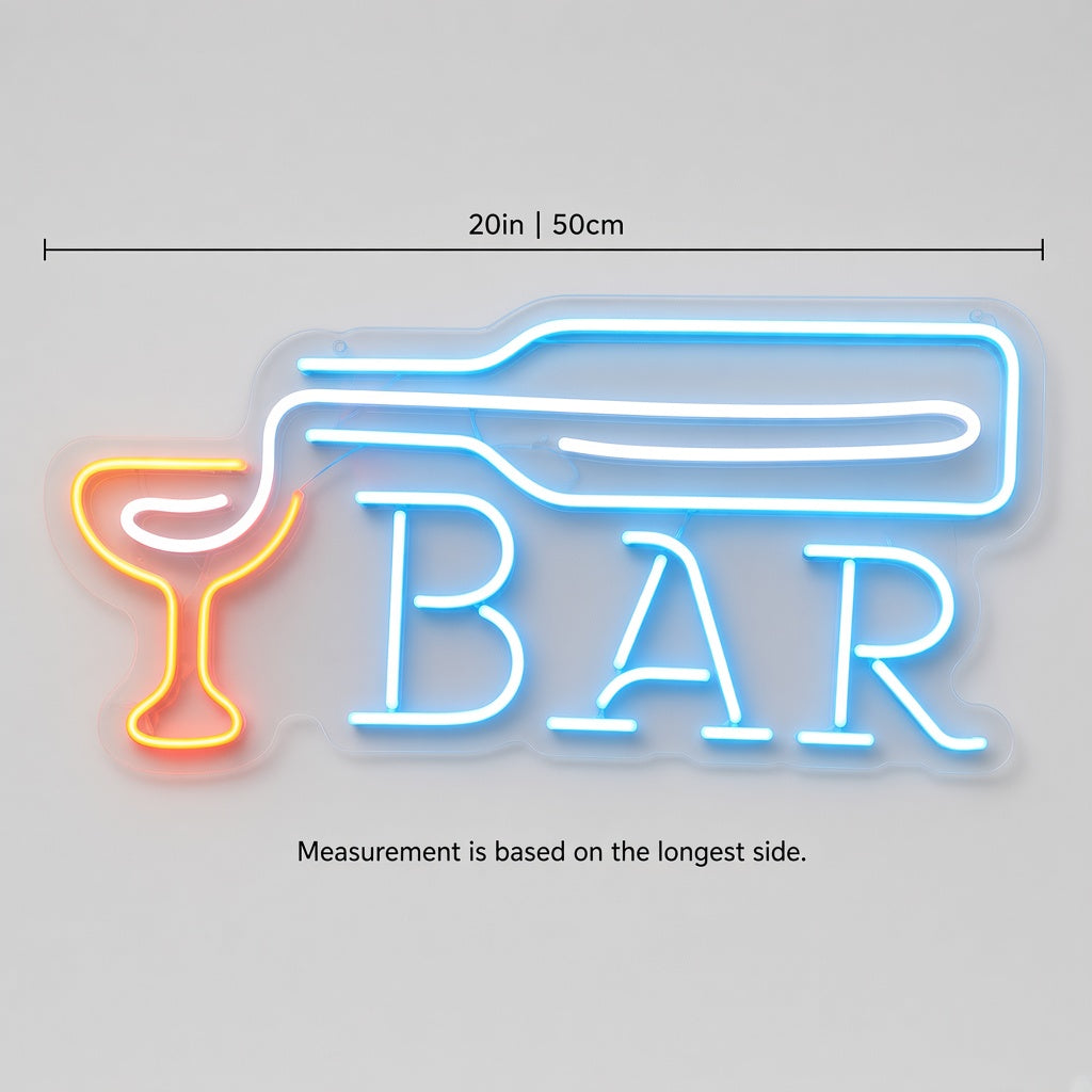 Bar with Bottle Pouring into Glass LED Neon Sign