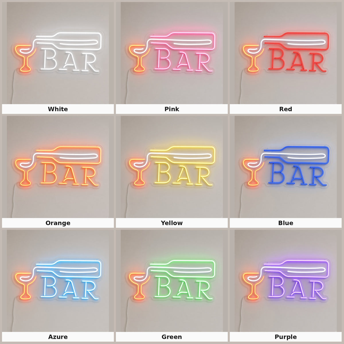 Bar with Bottle Pouring into Glass LED Neon Sign