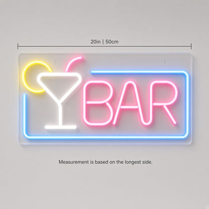 Bar with Cocktail Glass LED Neon Sign