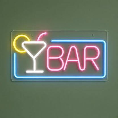 Bar with Cocktail Glass LED Neon Sign