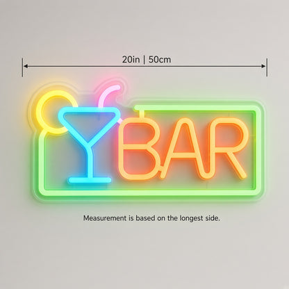 Bar with Cocktail Glass and Frame LED Neon Sign