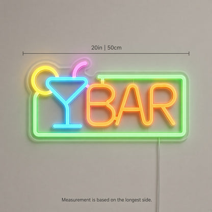 Bar with Cocktail Glass and Frame LED Neon Sign