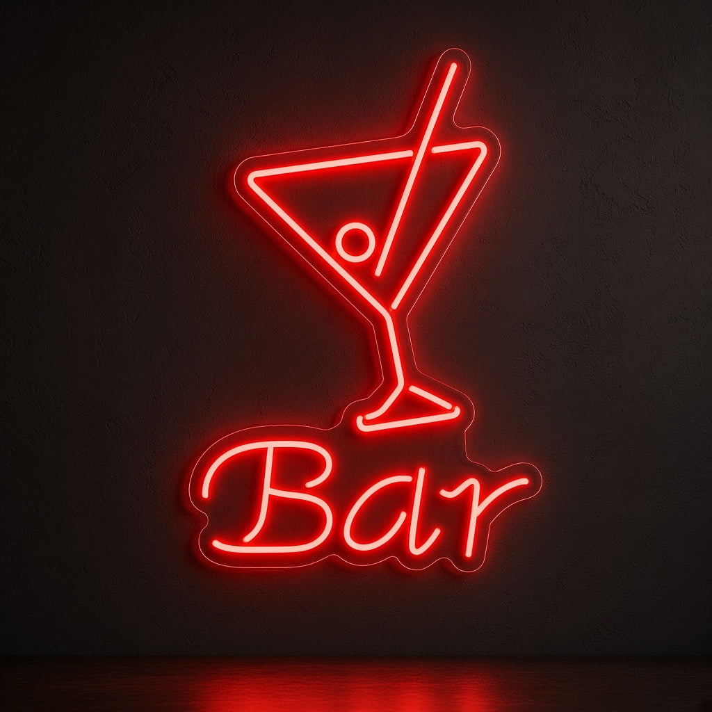 Bar with Martini Glass LED Neon Sign