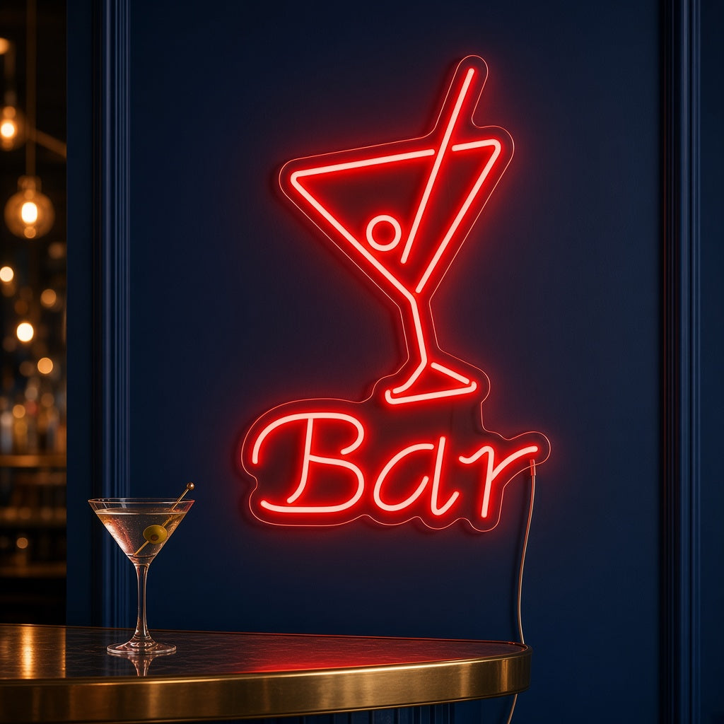 Bar with Martini Glass LED Neon Sign
