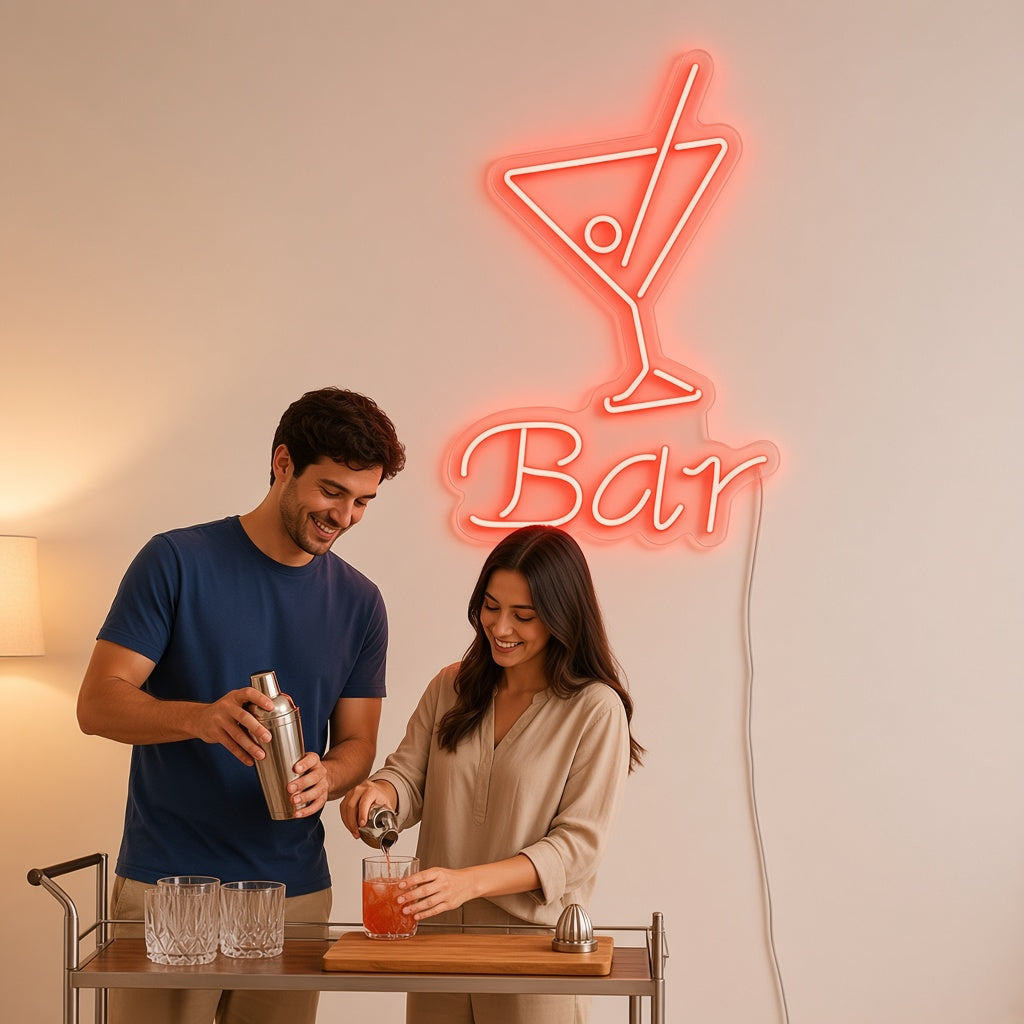 Bar with Martini Glass LED Neon Sign