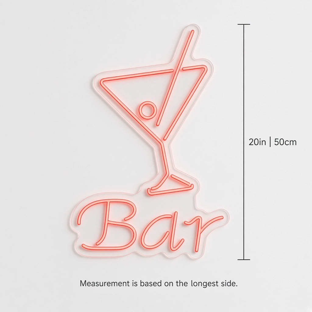 Bar with Martini Glass LED Neon Sign