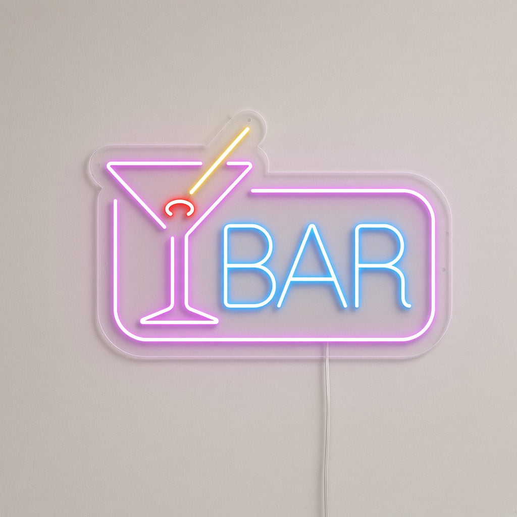 Bar with Martini Glass and Frame LED Neon Sign