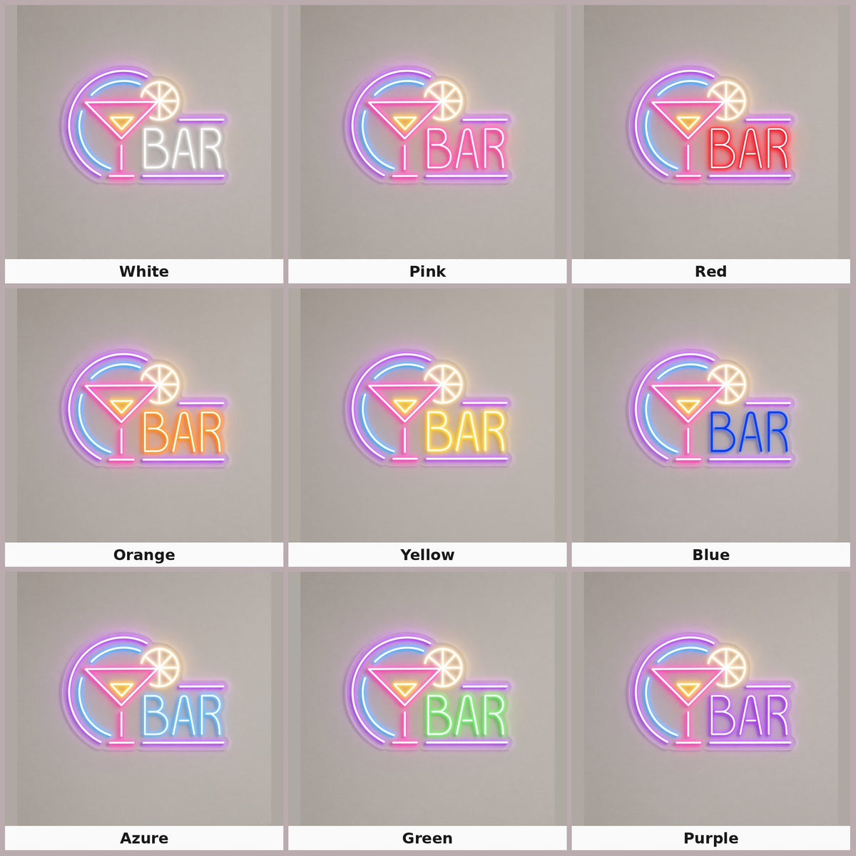 Bar with Martini Glass and Ring LED Neon Sign