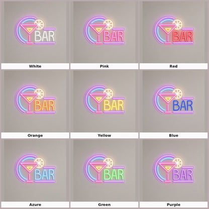Bar with Martini Glass and Ring LED Neon Sign
