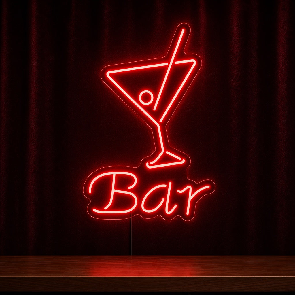 Bar with Martini Glass LED Neon Sign