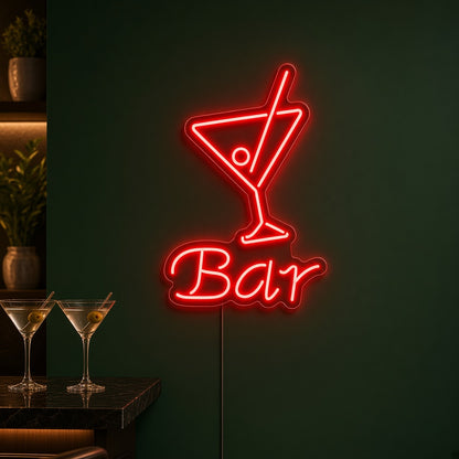 Bar with Martini Glass LED Neon Sign