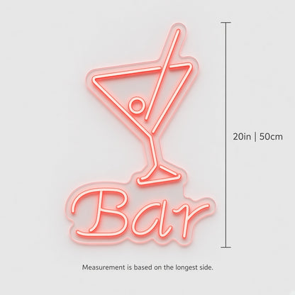 Bar with Martini Glass LED Neon Sign