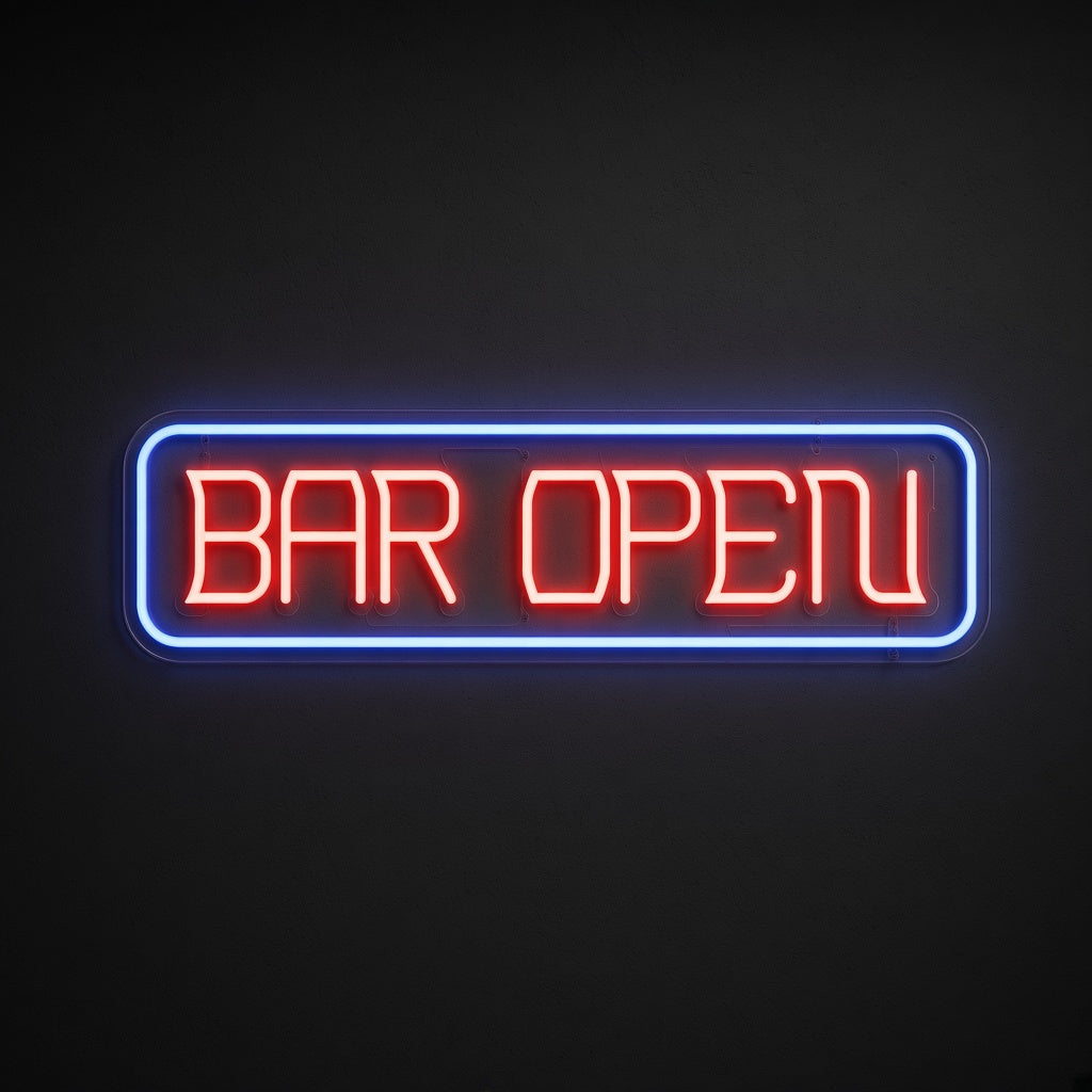 Bar Open with Frame LED Neon Sign