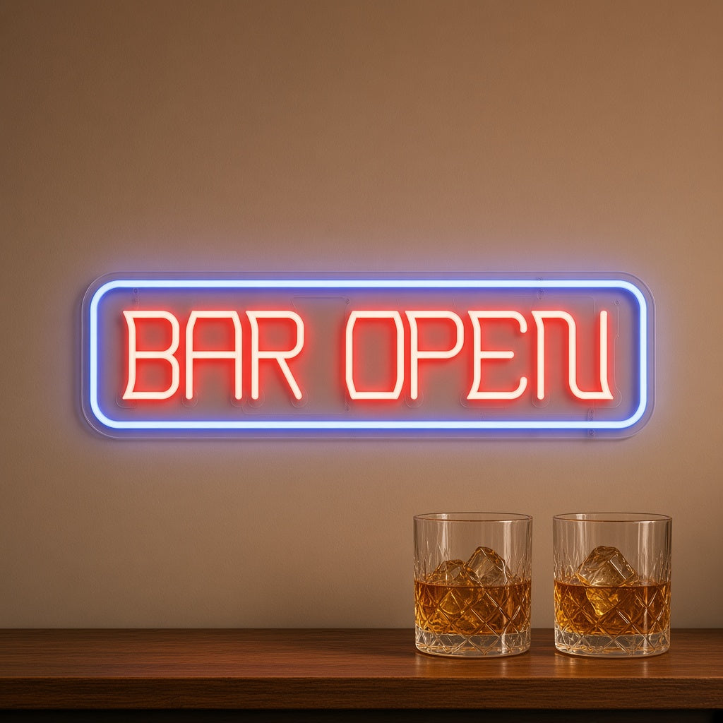 Bar Open with Frame LED Neon Sign