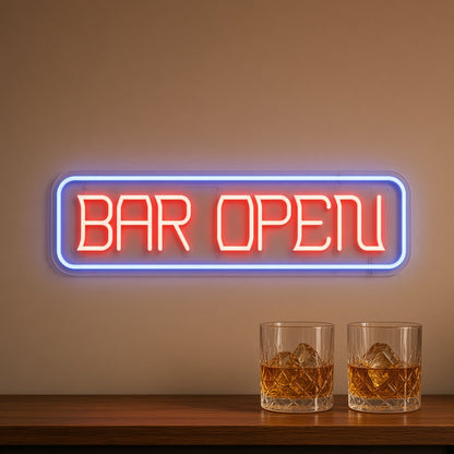 Bar Open with Frame LED Neon Sign
