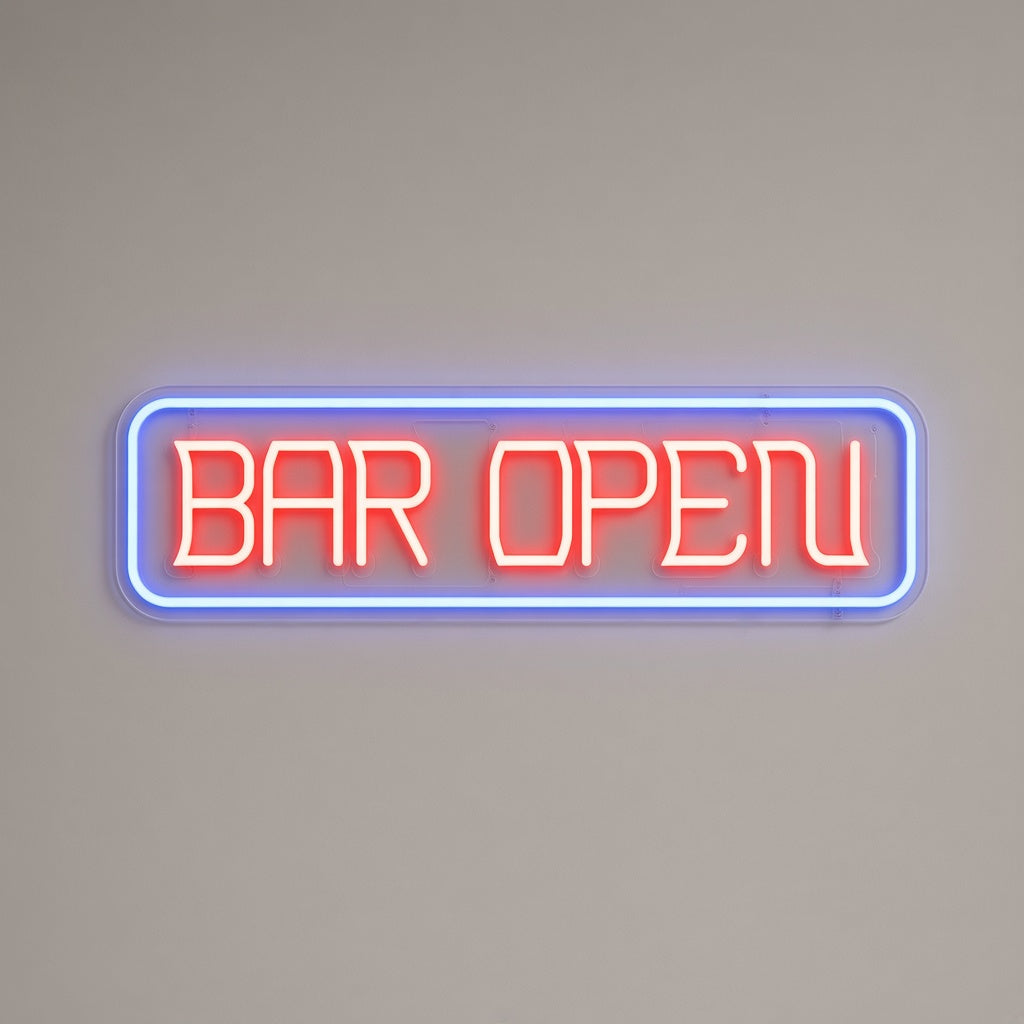 Bar Open with Frame LED Neon Sign