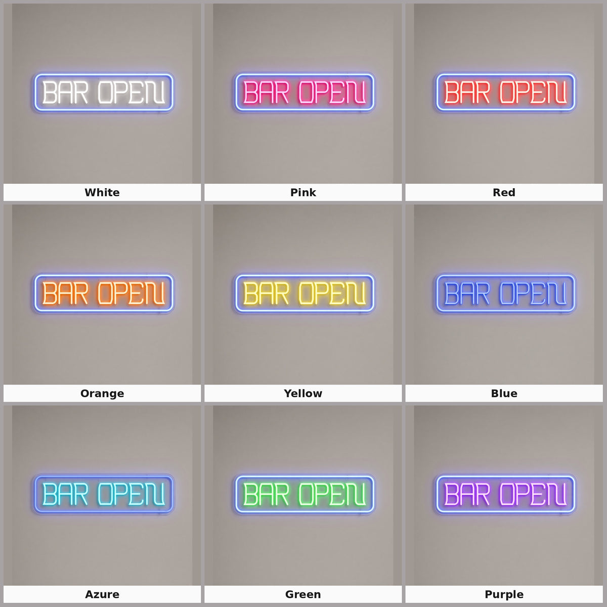 Bar Open with Frame LED Neon Sign