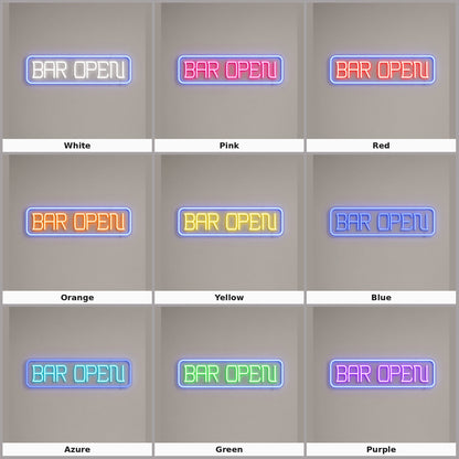 Bar Open with Frame LED Neon Sign